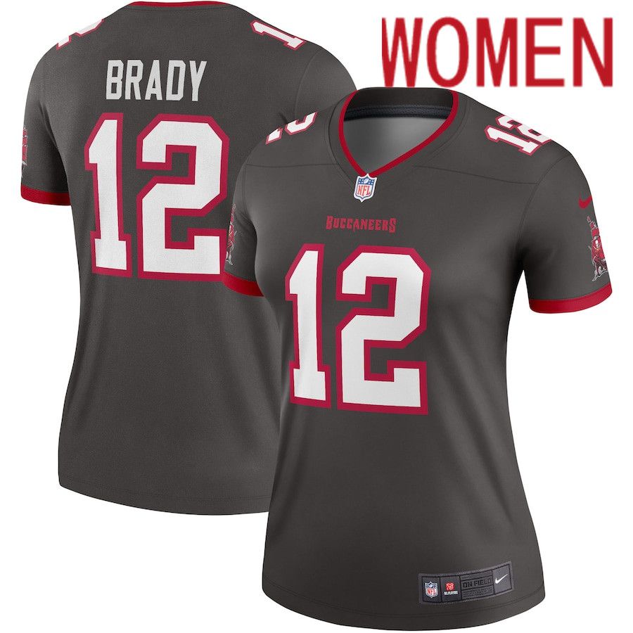 Women Tampa Bay Buccaneers #12 Tom Brady Nike Pewter Alternate Legend NFL Jersey